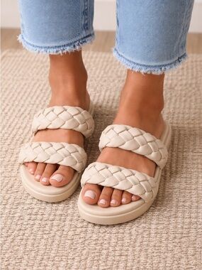 Steve Madden Women's Cream Braided Sandals